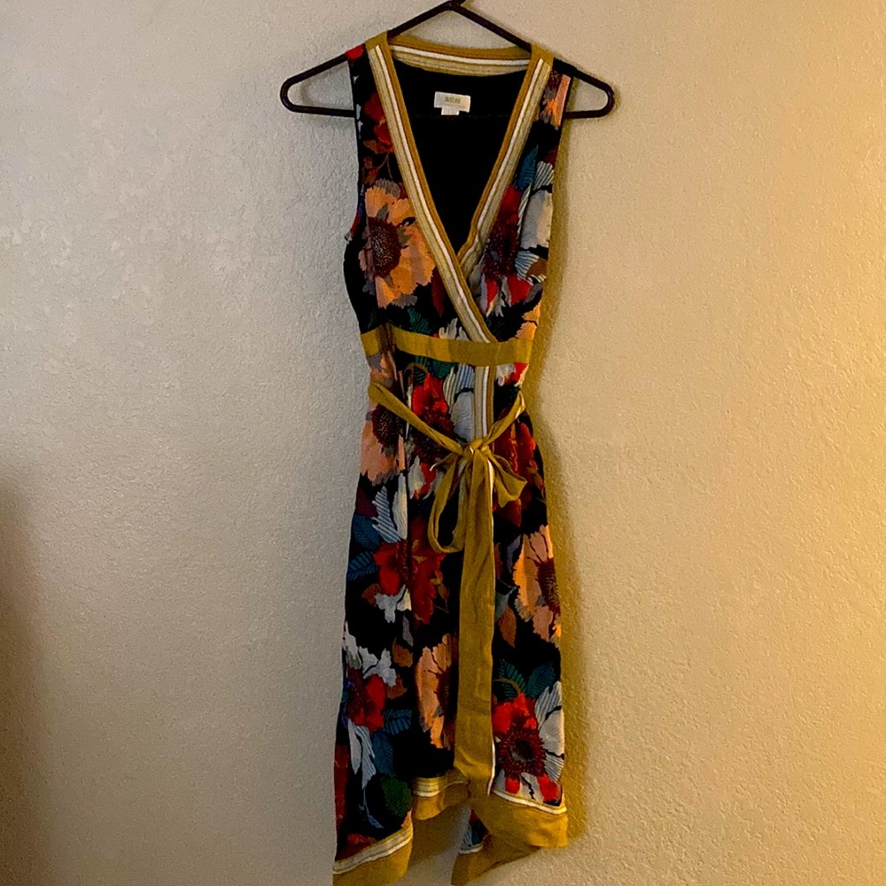 Anthropology Maeve Black Floral Dress